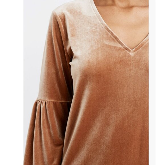 Madewell Velvet Balloon-Sleeve Dress in Burnt Sienna XS - Picture 4 of 14